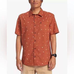 Quicksilver Burnt Orange Heat Wave Button Down Short Sleeve